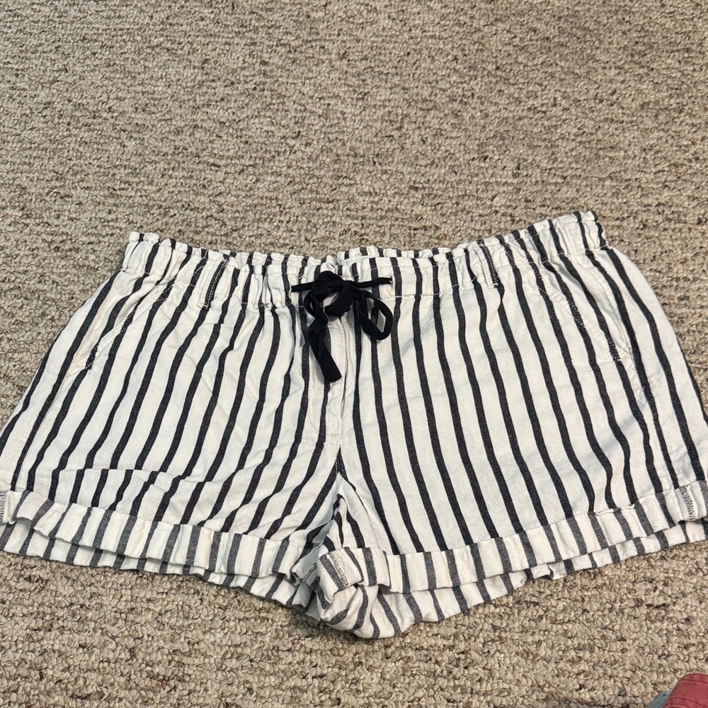 Lou & Grey Black and White Striped Jean Shorts